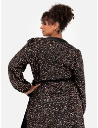 Lovedrobe Sequin & Tinsel Wrap Mini Dress with Velvet Trim - 3