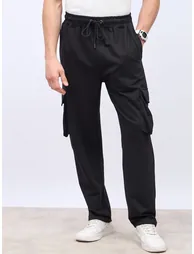 Oversized Straight Leg Joggers with Cargo Pockets - 1