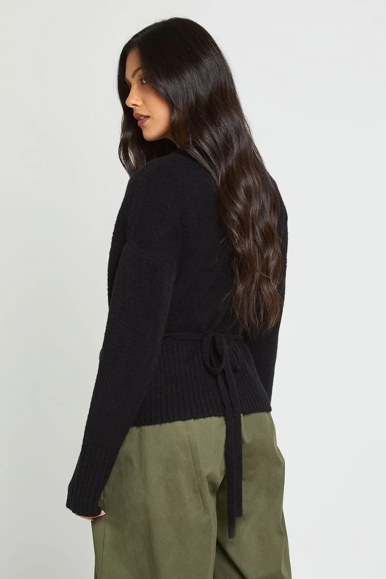 Maternity Wrap Detail Cinched Waist Jumper - black - 2