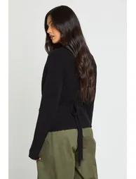 Maternity Wrap Detail Cinched Waist Jumper - black - 2