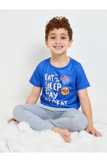 Boys Graphic Print T-Shirt and Cuffed Pyjama Set