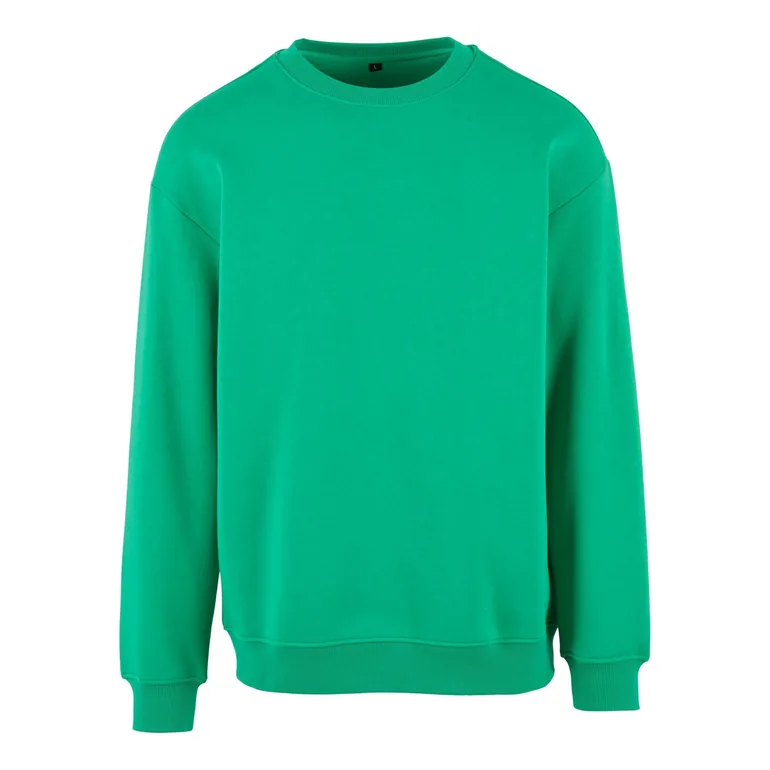 Build Your Brand Mens Crew Neck Plain Sweatshirt - Grass Green
