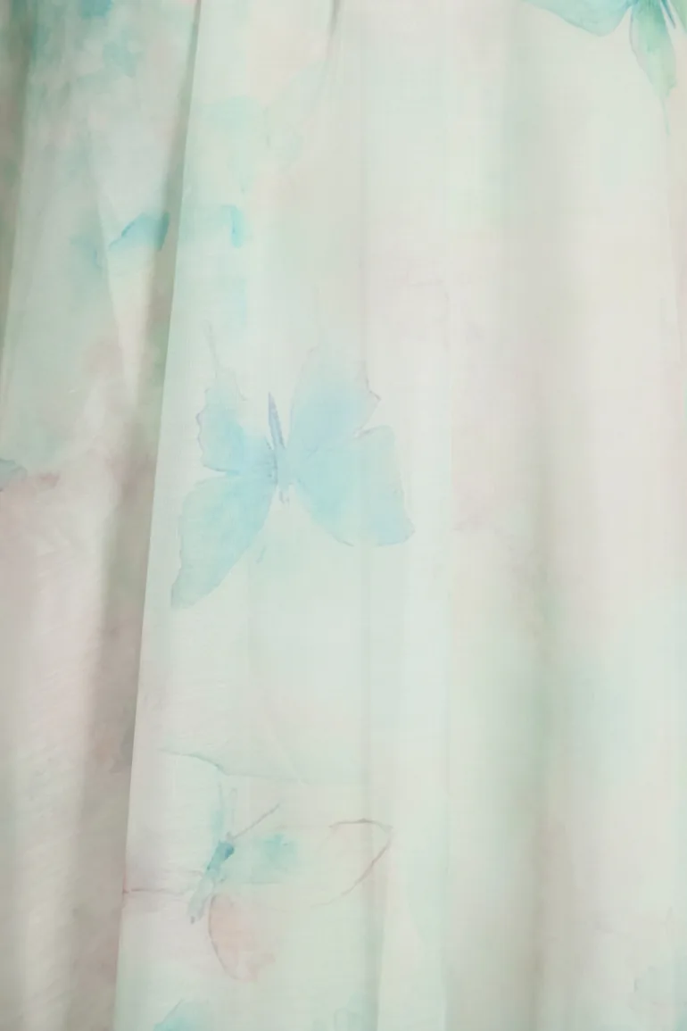 Venus Chartreuse Mint Butterfly Print Tiered Ruffle Maxi Dress - 10