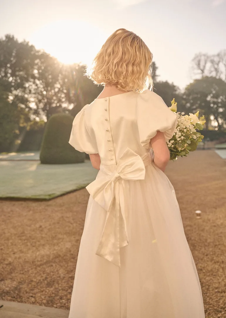 Selene Tulle Dress with Ivory Sash - 2