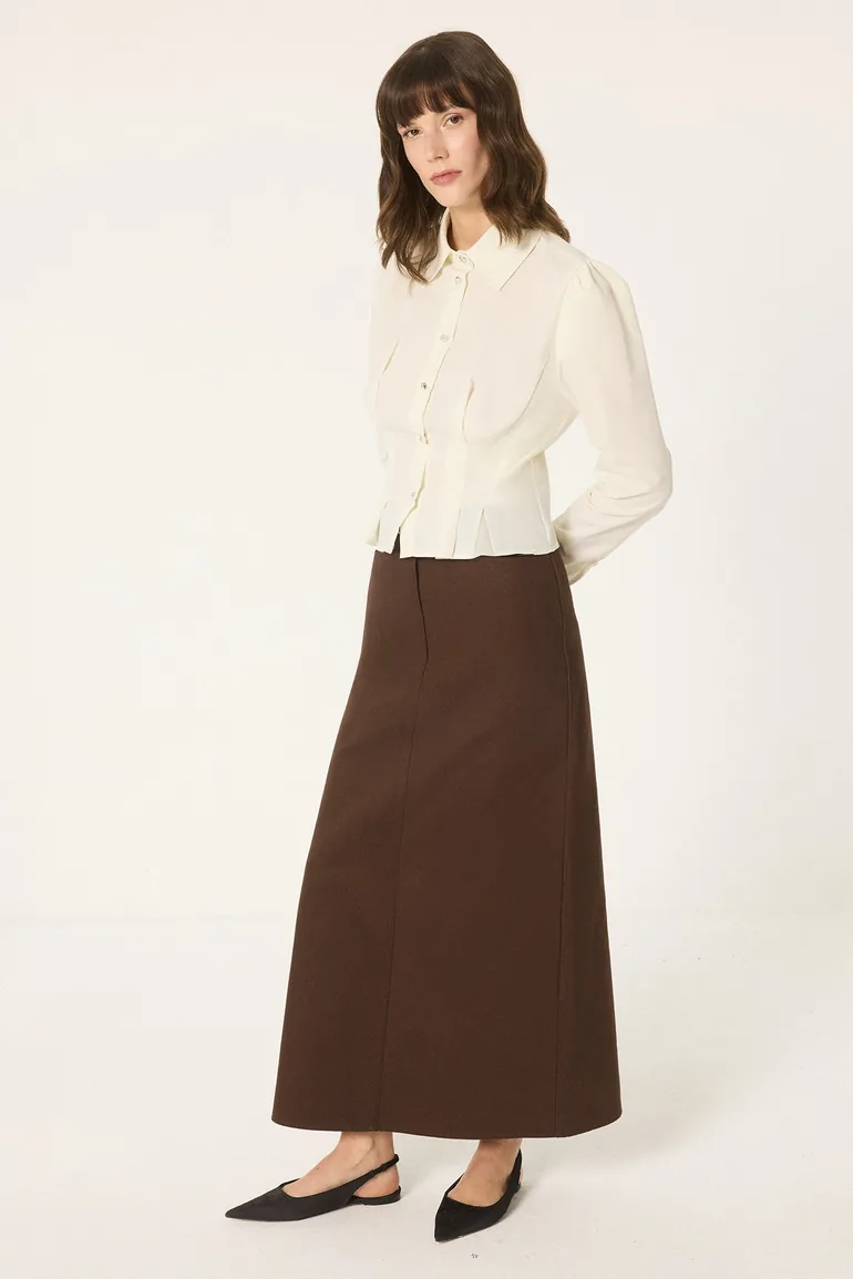 PLEATED WAISTED SHIRT WITH STONES - 1