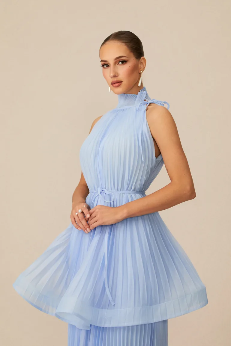 Ivanna Sleeveless Top & Pleated Skirt Set - 1