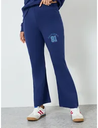 Women Navy Blue Sweatshirt and Wide Leg Pants Co-Ords - 4