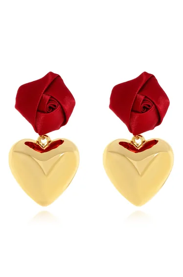 Rose and Heart Drop Earrings