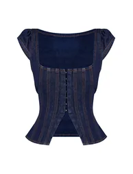 Petite Indigo Denim Cinched Strappy Top - 4