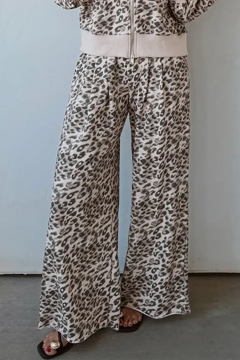 Lvness Multicolour Leopard Print Wide Leg Full Length Pants - 5