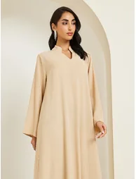 Women Crystal Embellished Jalabiya with Stand Collar - 1