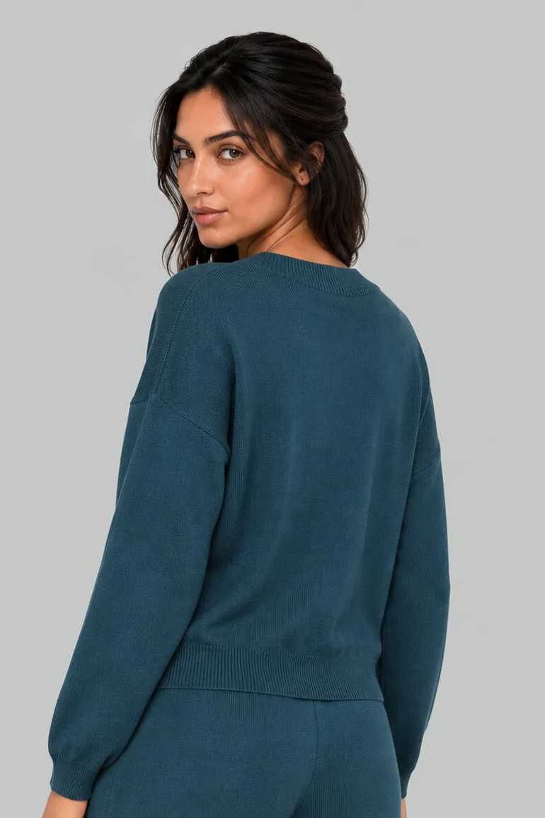 V-Neck Button-Front Cardigan - 2