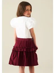 Mia Puff Sleeve Bow Top - White - 3