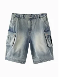 Men's Casual Cargo Denim Shorts