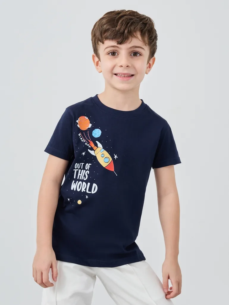 Graphic Print Round Neck T-Shirt - 2