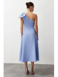 Light Blue Bow Detailed Elegant Evening Dress - 6
