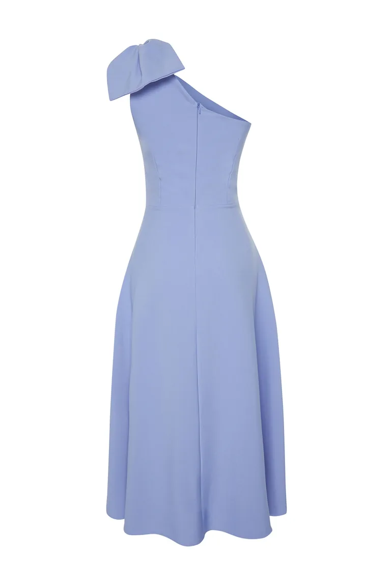 Light Blue Bow Detailed Elegant Evening Dress - 2