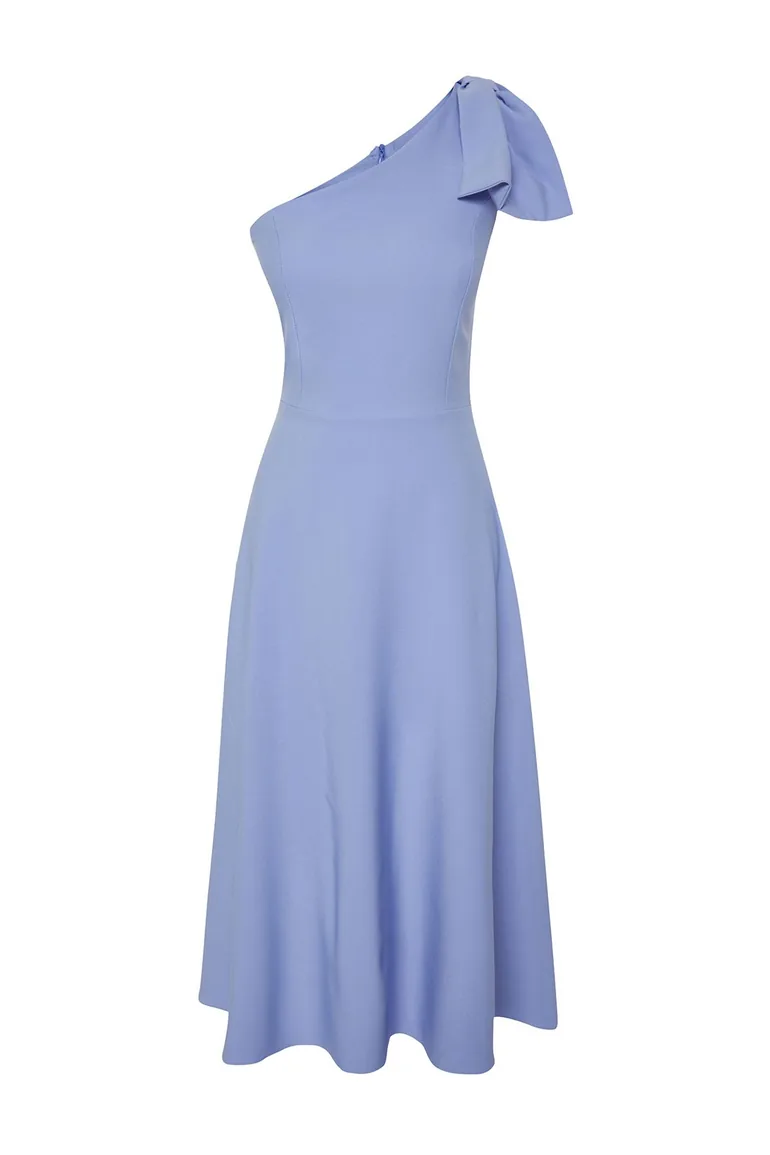 Light Blue Bow Detailed Elegant Evening Dress - 7