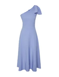 Light Blue Bow Detailed Elegant Evening Dress - 7