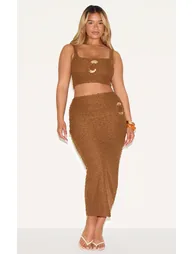 Shape Mocha Textured Gold Hammered Ring Cami Top