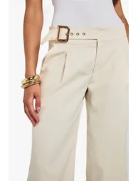 Low Rise Belted Straight Leg Trousers - ecru - 3