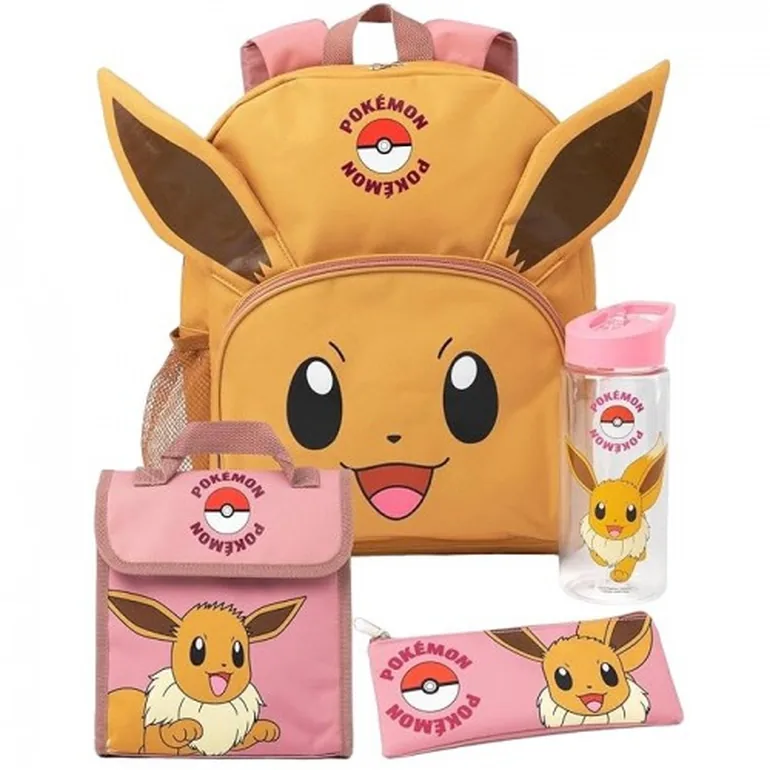 Pokemon Eevee Backpack Set - Brown/Pink