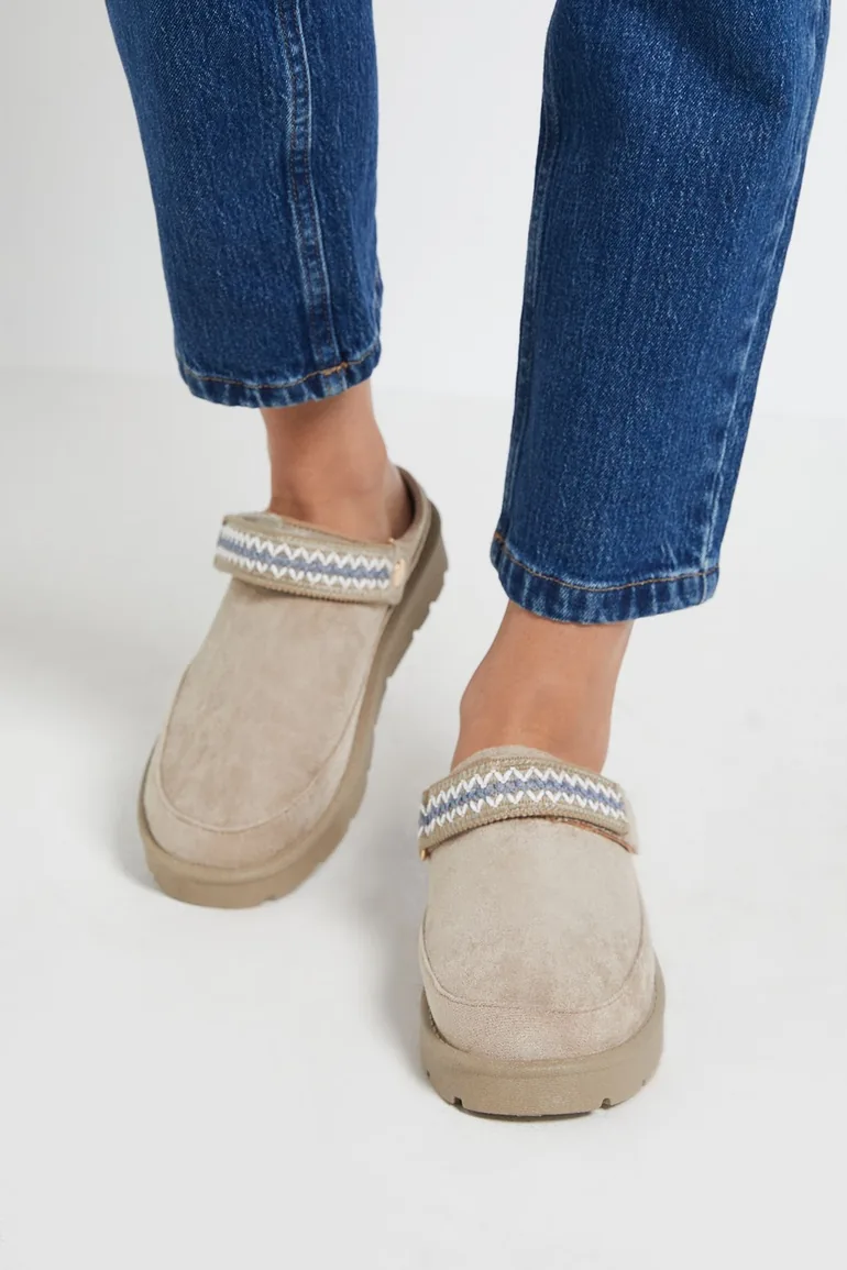 Zinnias Faux Slingback Closed Toe Cosy Mules - 1