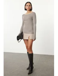 Mink Collar Detailed Knitwear Sweater