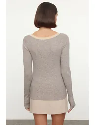 Mink Collar Detailed Knitwear Sweater - 2
