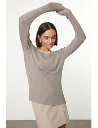 Mink Collar Detailed Knitwear Sweater - 4