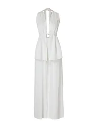 Ecru Woven Gathered Beach Blouse-Pants Set - 2