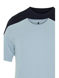 Navy Blue-Blue Men's Basic Slim Fit 100% Cotton 2-Pack Short Sleeved T-Shirt - 9