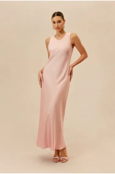 Own The Night Pink Sleeveless Maxi Dress With Embellished Cape