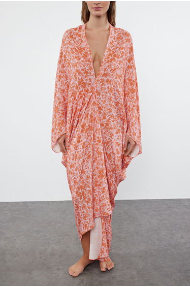 Floral Wide Fit Maxi Woven Gathered / Drape Dress product thumbnail 3