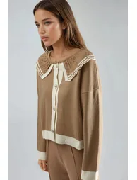MY FASHION Button-Up Baby Collar Knit Sweater - 4
