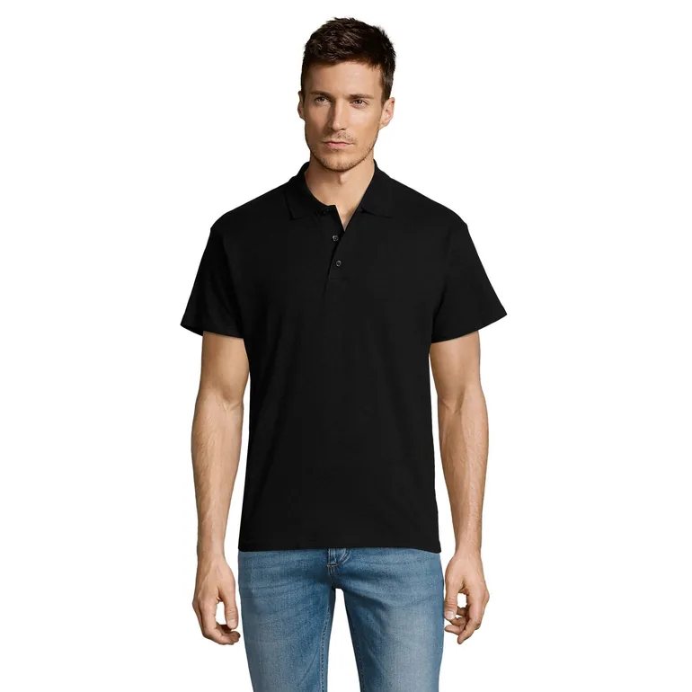 SOLS Mens Summer II Pique Short Sleeve Polo Shirt - Black - 2