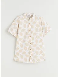 Mandarin Collar Shirt and Shorts - 1