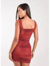 Saturn Square Neck Mesh Mini Dress - 3