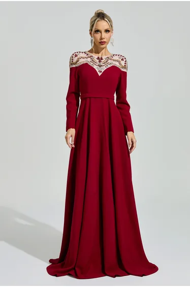 Schweitzer Red Tulle Evening Dress