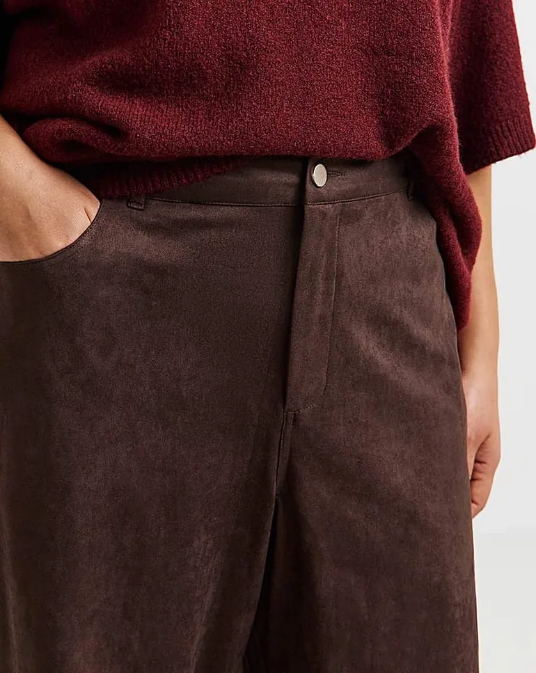 Simply Be Suedette Barrel Leg Trousers - 2