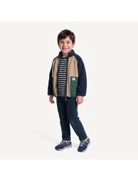 Colour Block Sherpa High Neck Zip-Up Cardigan - 2