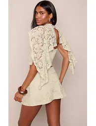 Sage Lace Flippy Mini Skirt Co-ord - 2