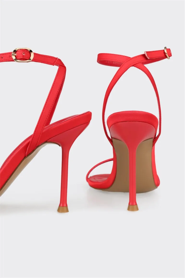 Red Women's Heeled Sandals - 3
