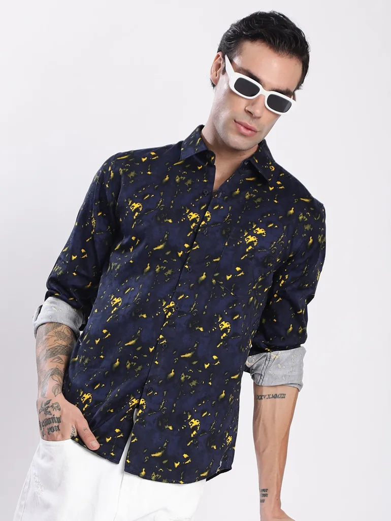 Men All Over Print Slim Fit Shirt