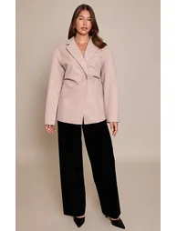 Stone Wool Look Cinched Blazer