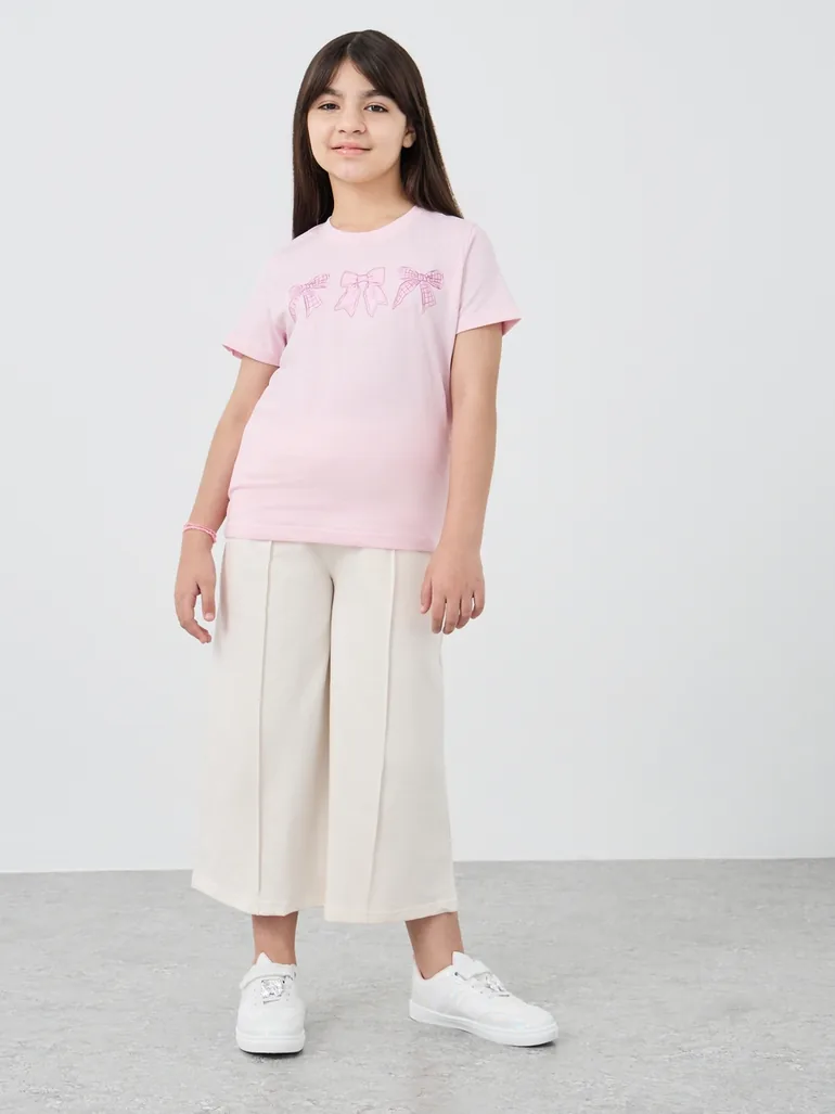 Graphic Print Round Neck T-Shirt - 1