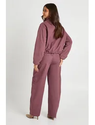 High Waist Seam Detail Barrel Jean - dusty rose - 1