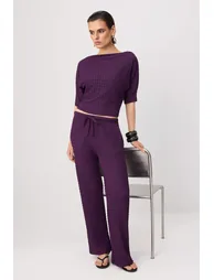 Plum Knitted Bottom - Top Set - 1