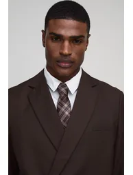 Oversized Double Breasted Wrap Suit Jacket - chocolate - 2