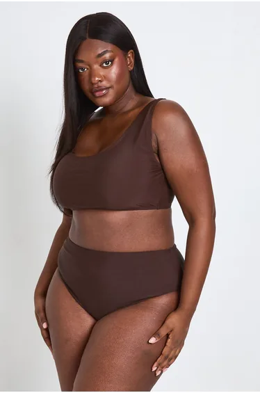 Plus Essentials Scoop Bikini Top - chocolate